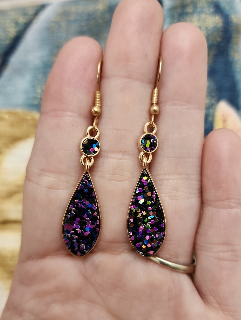 1 Pair Fashion Versatile Purple Ombre Water Drop Pendant Earrings, Suitable For